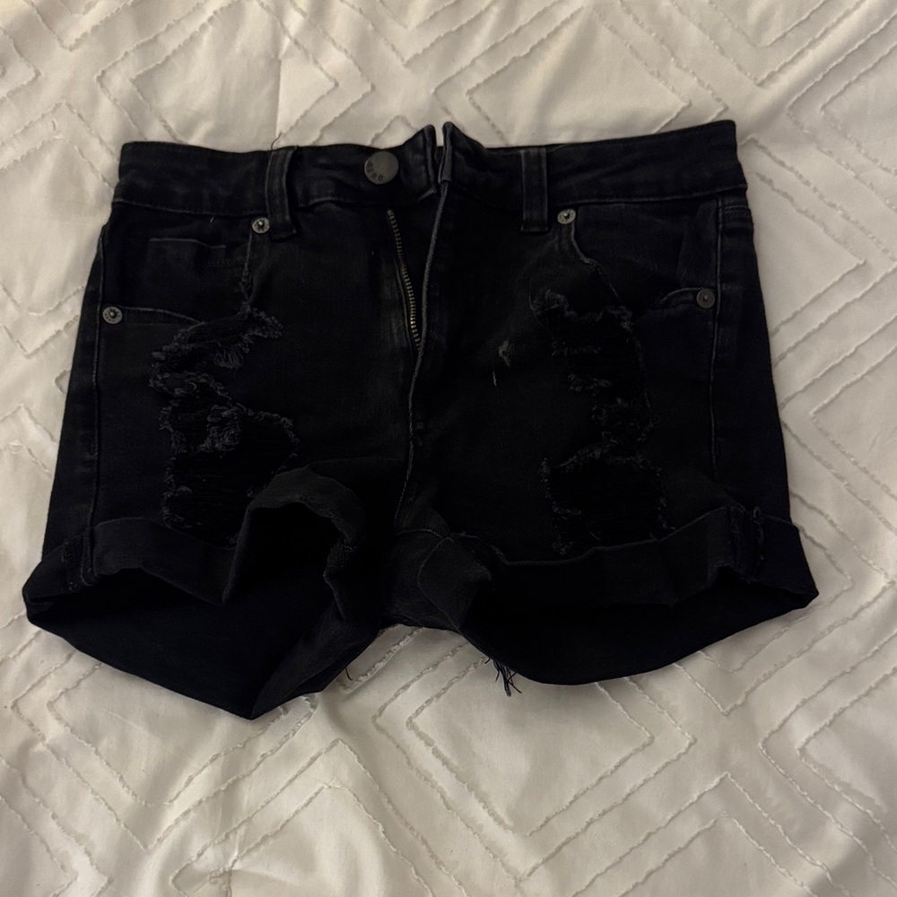 Aeropostale Black Distressed Women's Shorts